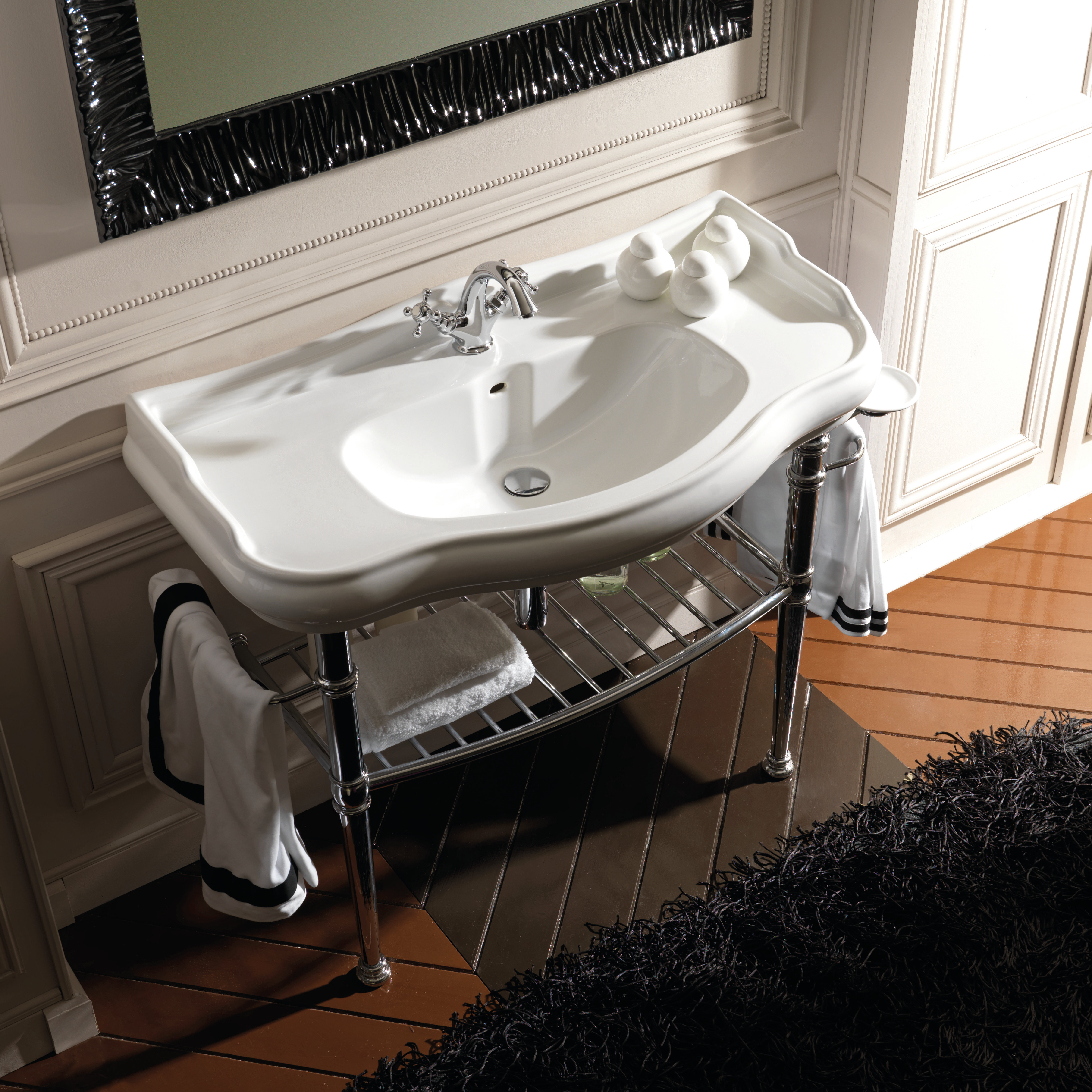 WS Bath Collections Retro White Ceramic Rectangular Console